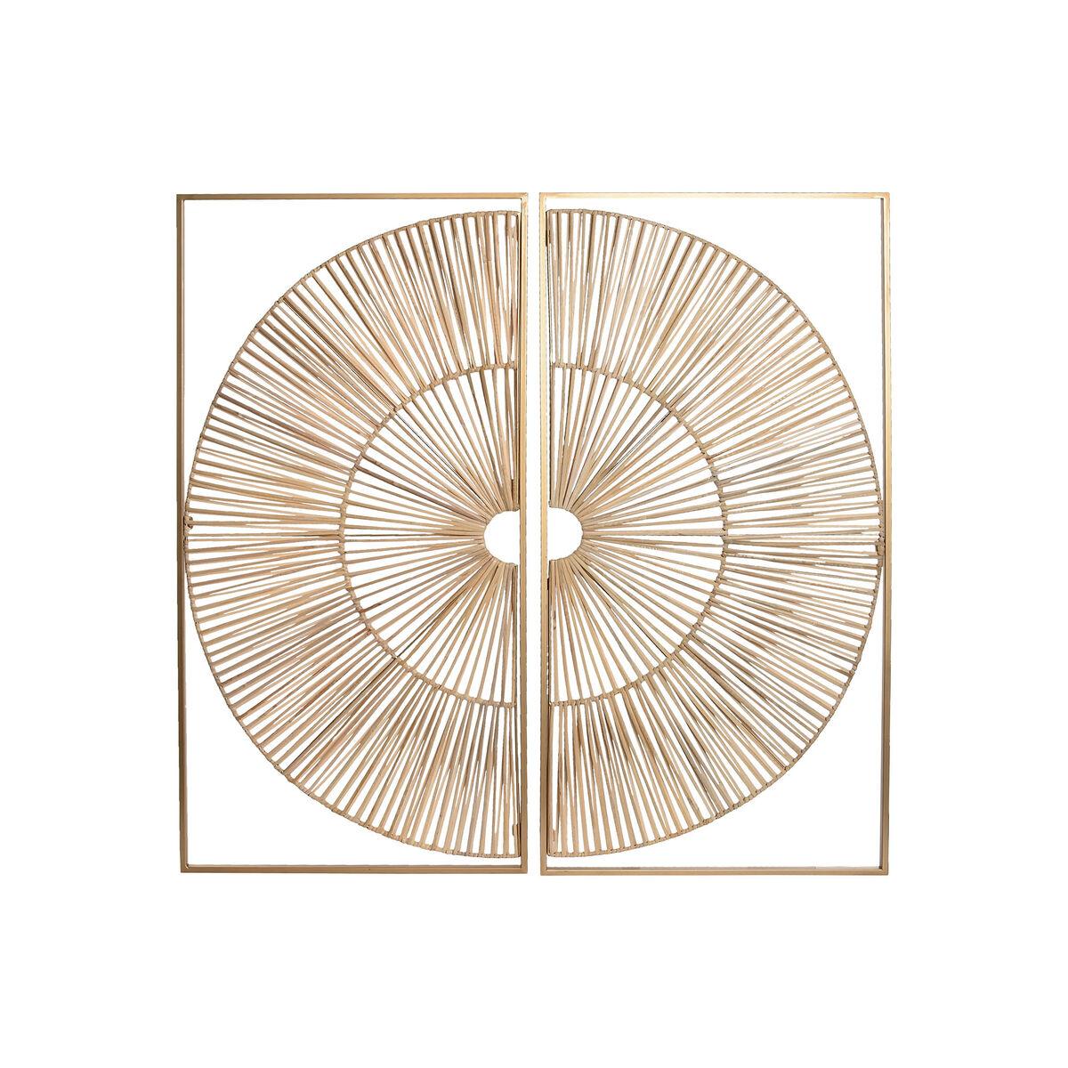 Decoración de Pared Home ESPRIT Dorado Natural 50 x 2 x 100 cm (2 Piezas)