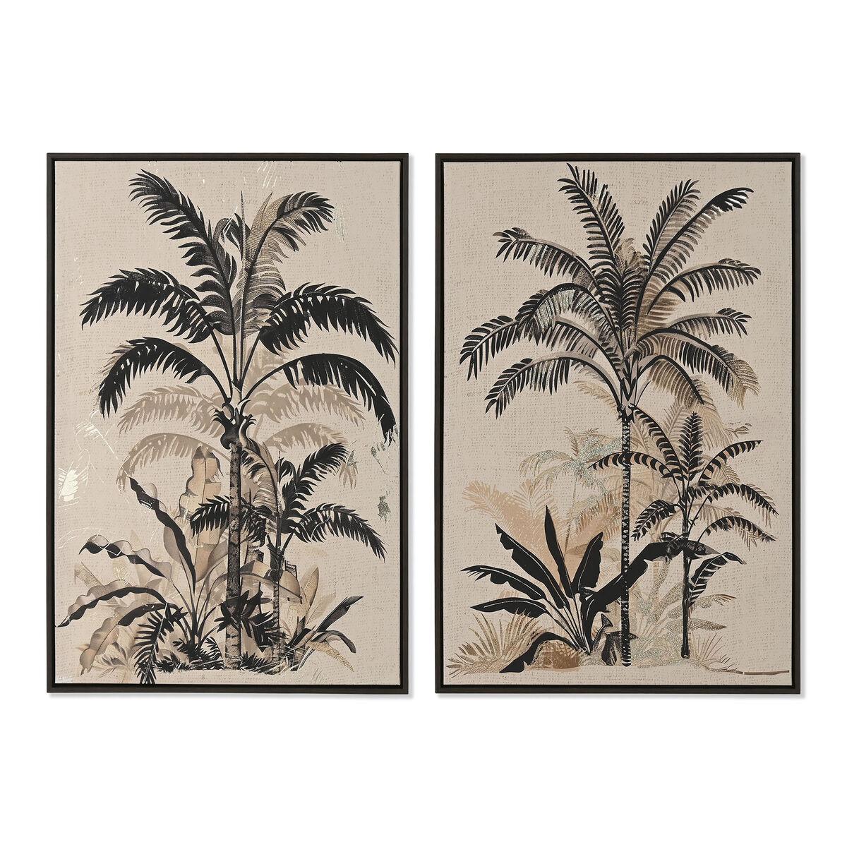 Cuadro Home ESPRIT Verde Beige Palmeras Dorado Tropical 63 x 4,5 x 93 cm (2 Unidades)