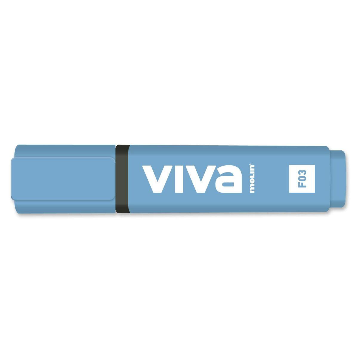 Marcador Fluorescente Molin Viva Azul (10 Unidades)