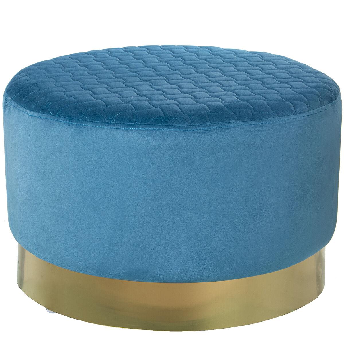 Puff Alexandra House Living Azul Dorado Terciopelo Madera 8 x 35 x 55 cm