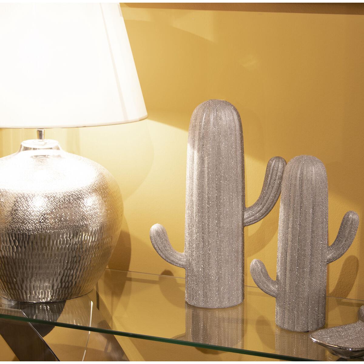 Figura Decorativa Alexandra House Living Plateado Cactus 18 x 30 x 9 cm