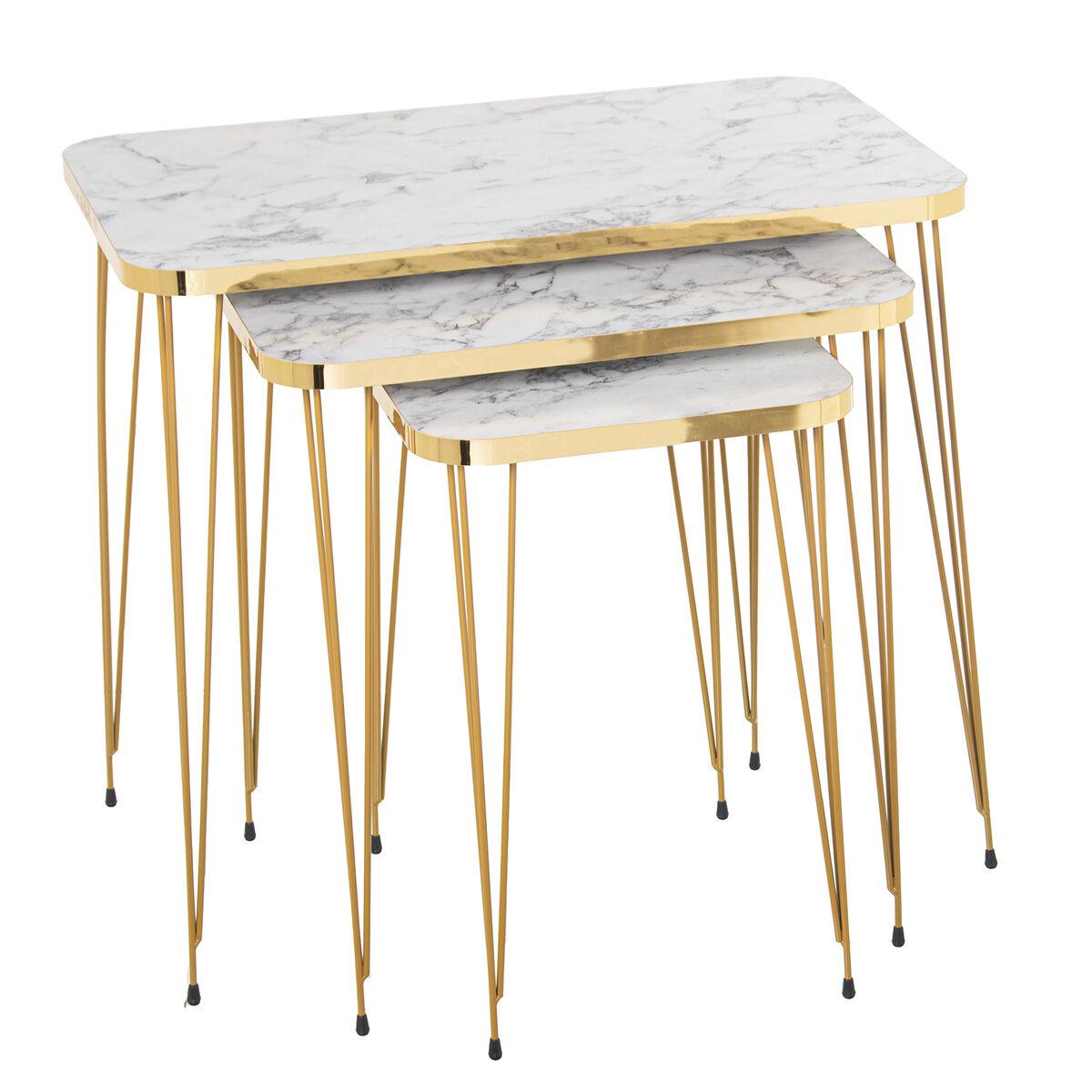 Juego de 3 mesas Alexandra House Living Marrón Dorado Madera 60 x 53 x 37 cm