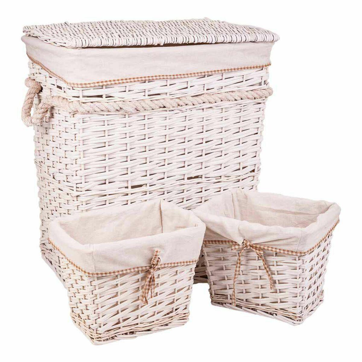 Cesto para la Ropa Alexandra House Living Blanco Mimbre Madera de sauce 41 x 63 x 55 cm 30 x 22 x 24 cm 3 Piezas