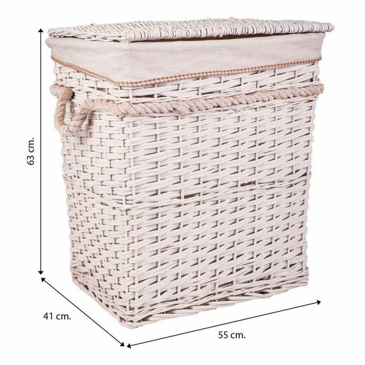 Cesto para la Ropa Alexandra House Living Blanco Mimbre Madera de sauce 41 x 63 x 55 cm 30 x 22 x 24 cm 3 Piezas