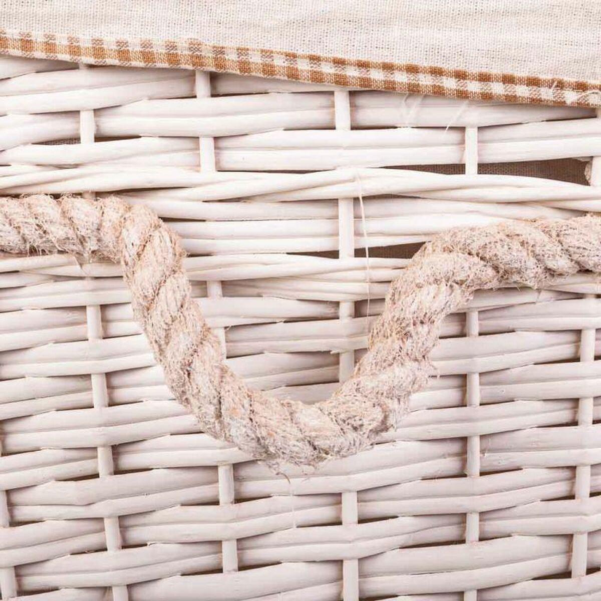 Cesto para la Ropa Alexandra House Living Blanco Mimbre Madera de sauce 41 x 63 x 55 cm 30 x 22 x 24 cm 3 Piezas