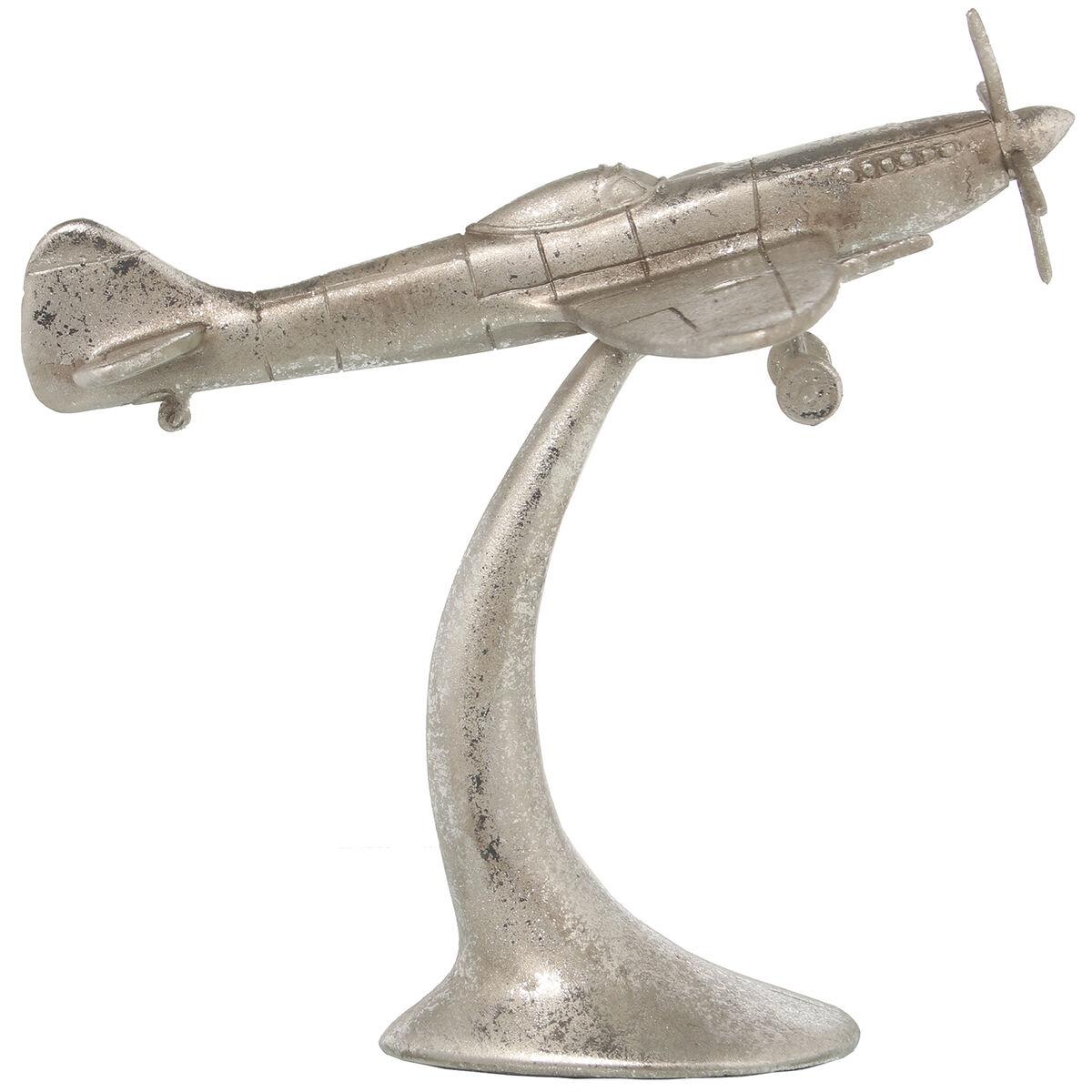 Figura Decorativa Alexandra House Living Plateado Avioneta 24 x 21 x 22 cm Resina