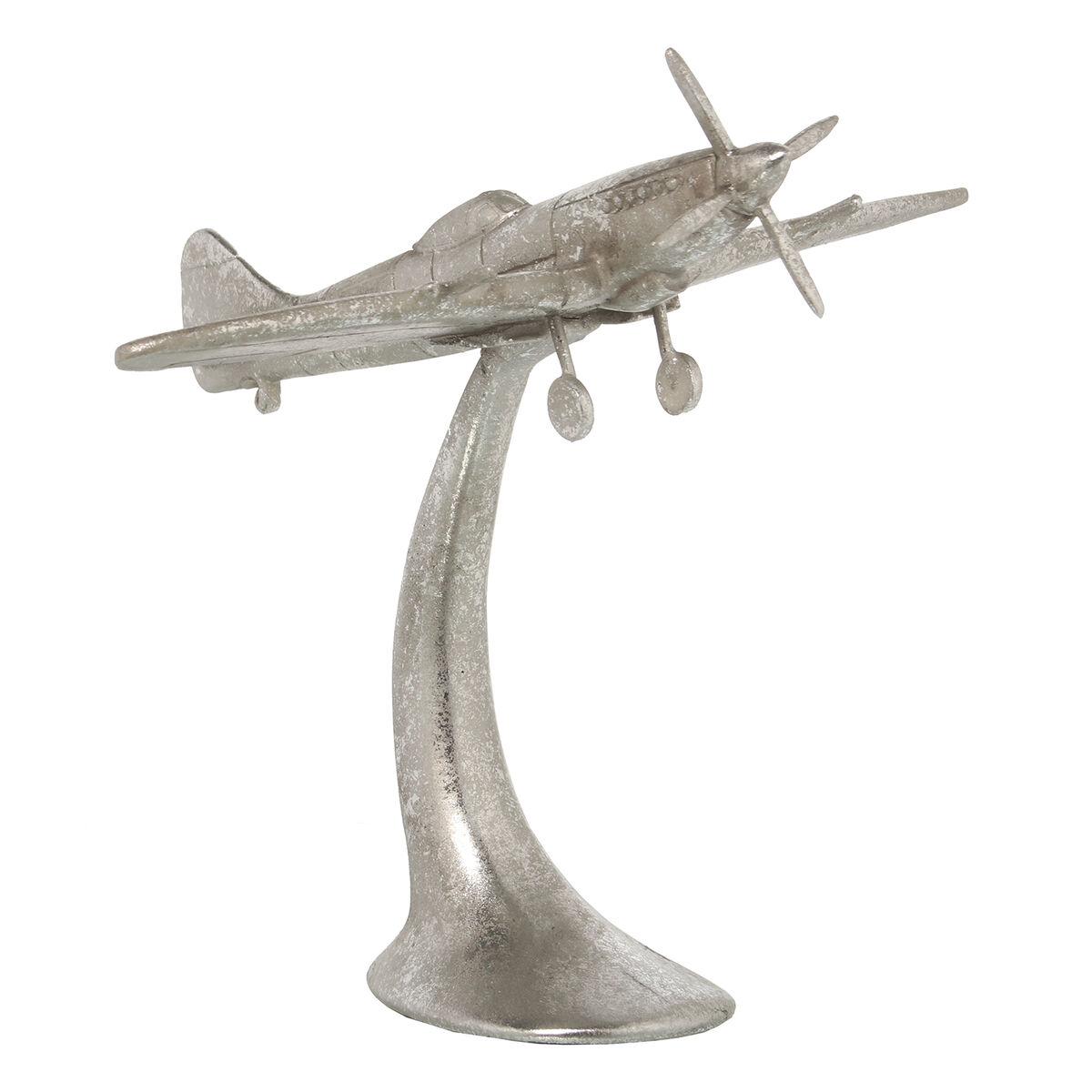 Figura Decorativa Alexandra House Living Plateado Avioneta 24 x 21 x 22 cm Resina