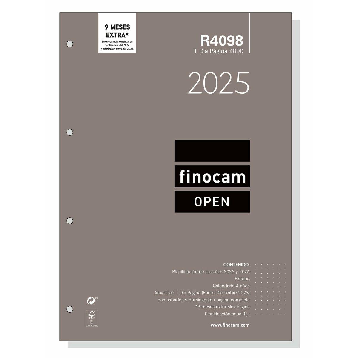Recambio para Agenda Finocam OPEN R4098 4000 A4 2025 21 x 29,7 cm