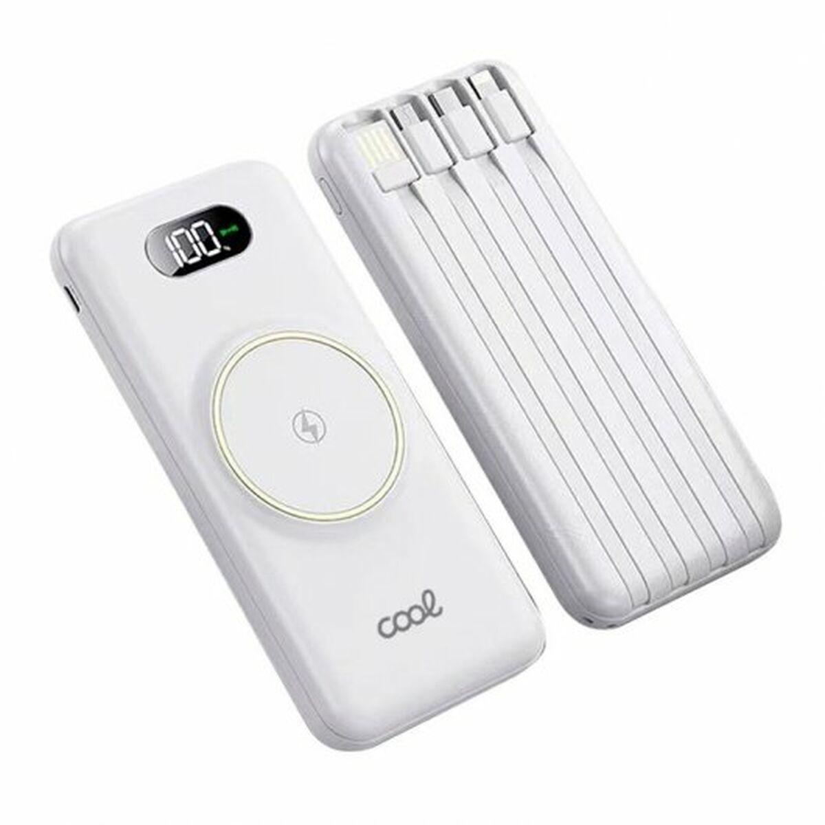 Cargador portátil Cool Cool Power Bank 10.000mAh 4 Conexiones + Qi Carga Inalambrica Blanco Plateado 10000 mAh