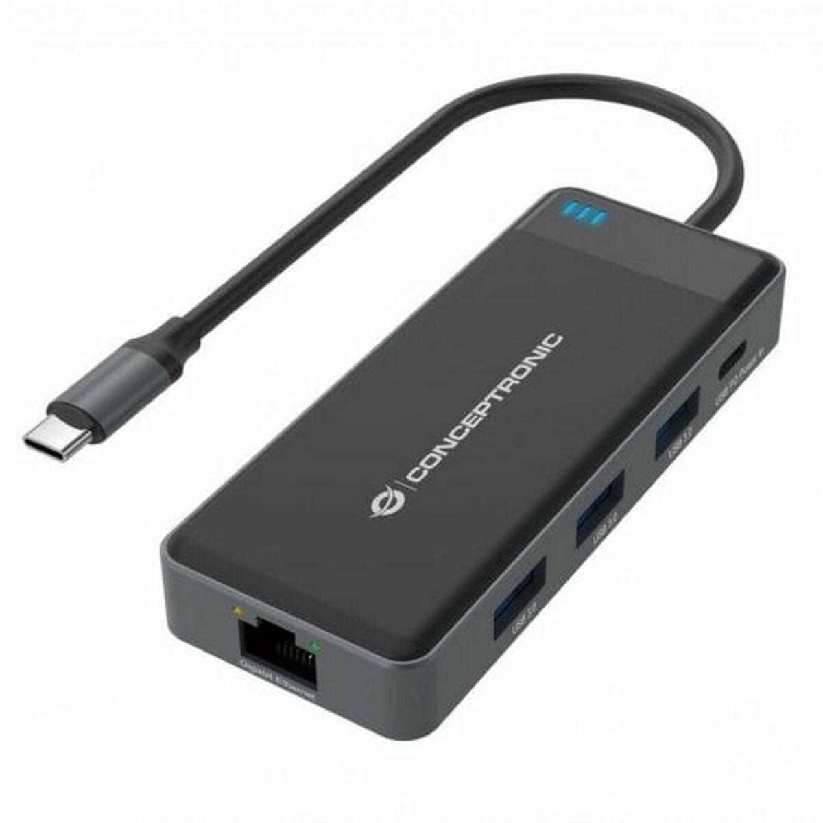 Hub USB Conceptronic DONN14G Negro Gris 100 W