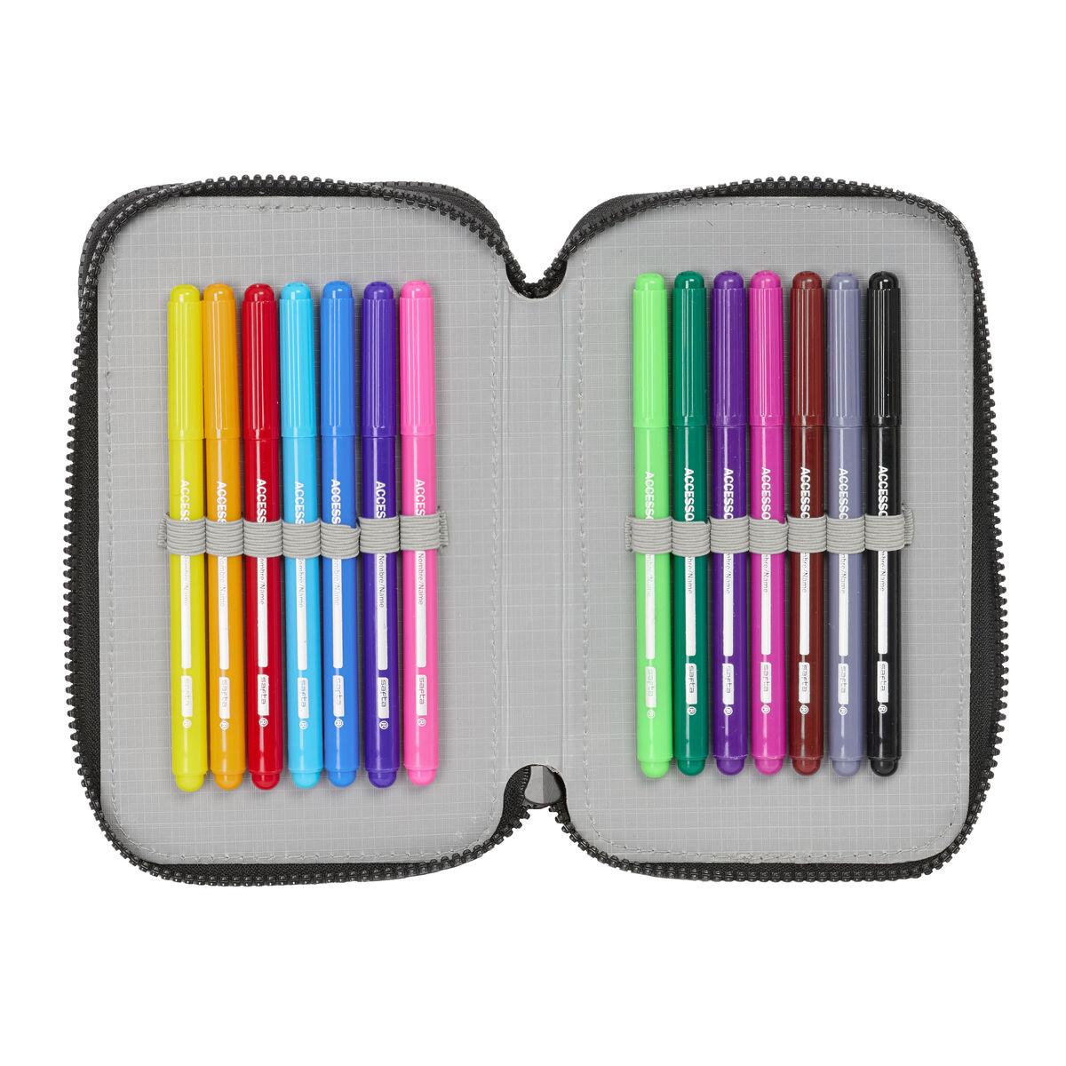 Estuche Escolar Safta Black 12,5 x 19,5 x 4 cm