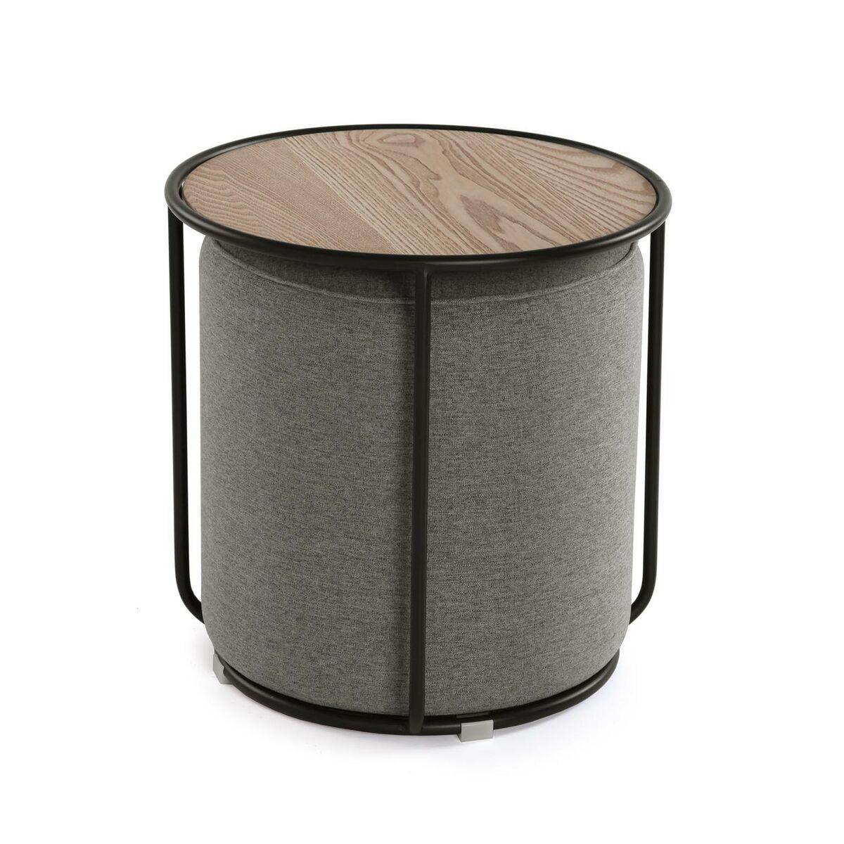 Mesa auxiliar Versa Gris claro 44 x 44 x 44 cm Puff 2 Piezas