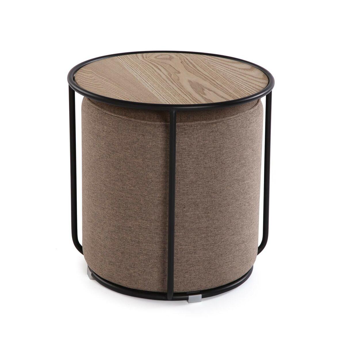 Mesa auxiliar Versa Marrón 44 x 44 x 44 cm Puff 2 Piezas