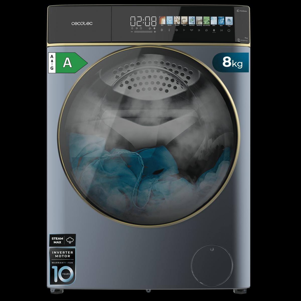 Cecotec Lavadoras autodosis Bolero DressCode 8900 Autodose Inverter FullColor Ice Blue A