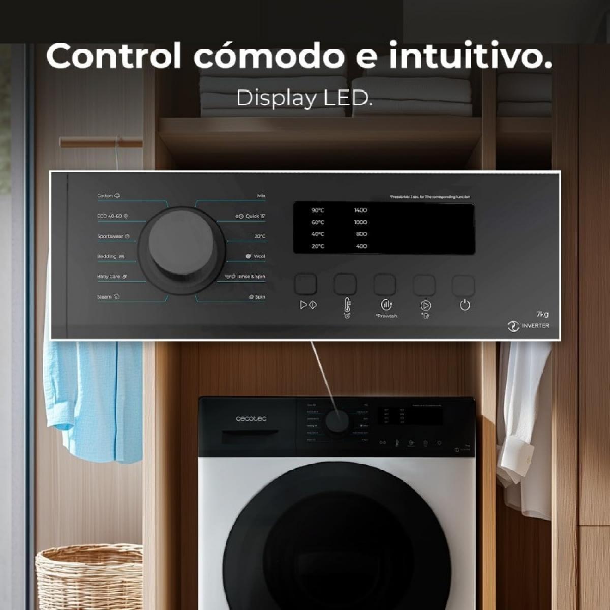 Cecotec Lavadoras de carga frontal Bolero DressCode 7150 Inverter A