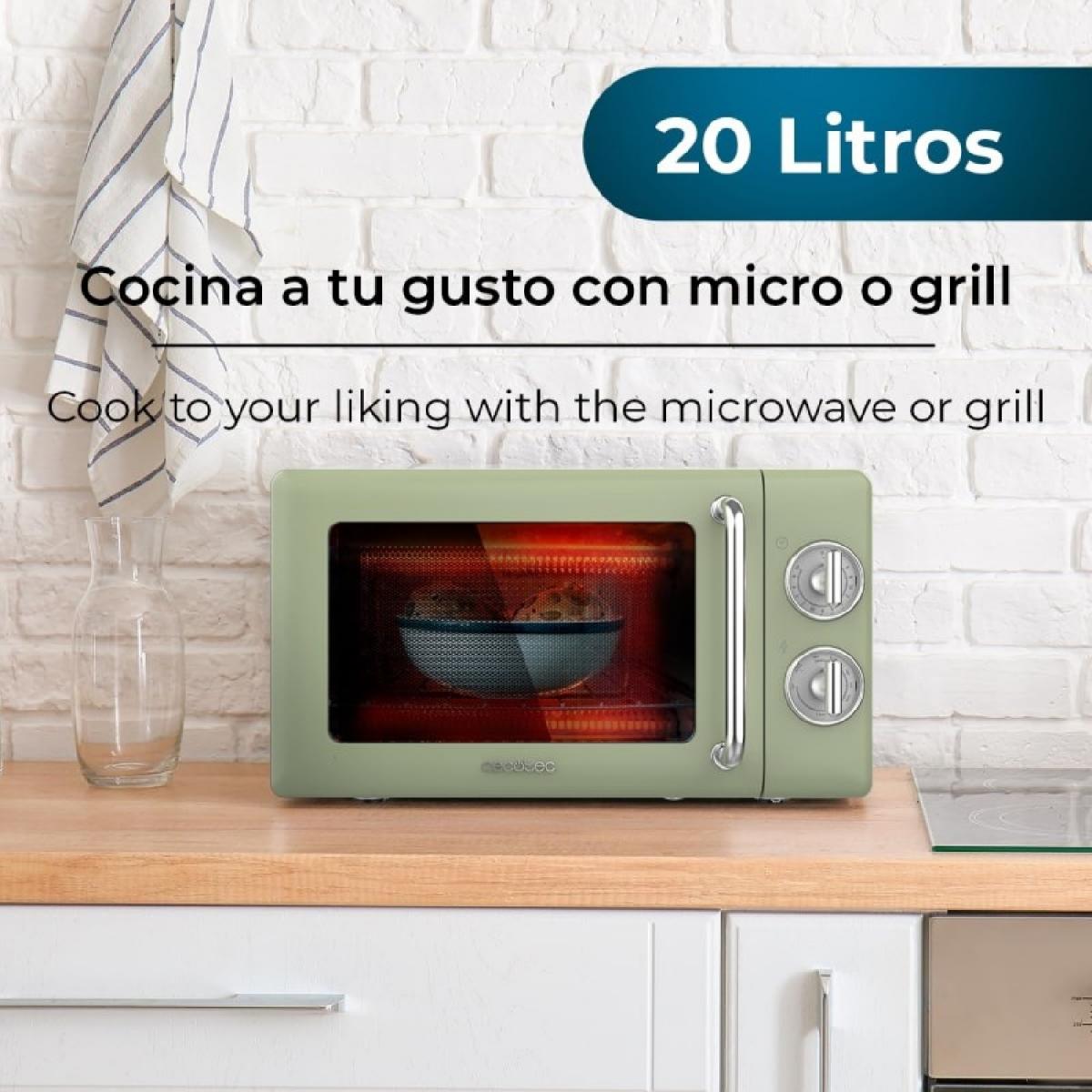 Cecotec Microondas con grill Microondas 20l con grill proclean 3110 retro green
