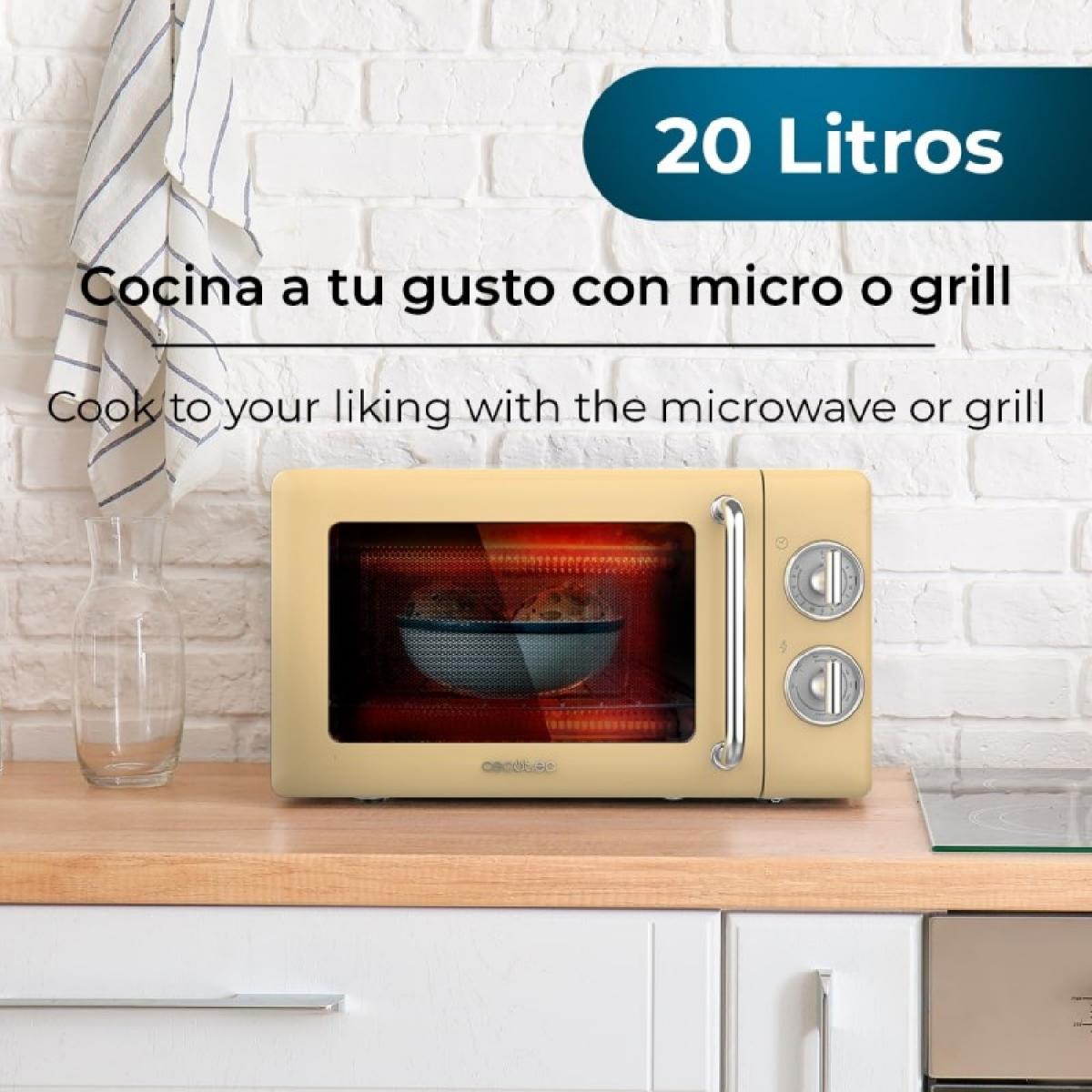 Cecotec Microondas con grill Microondas 20l con grill proclean 3110 retro yellow