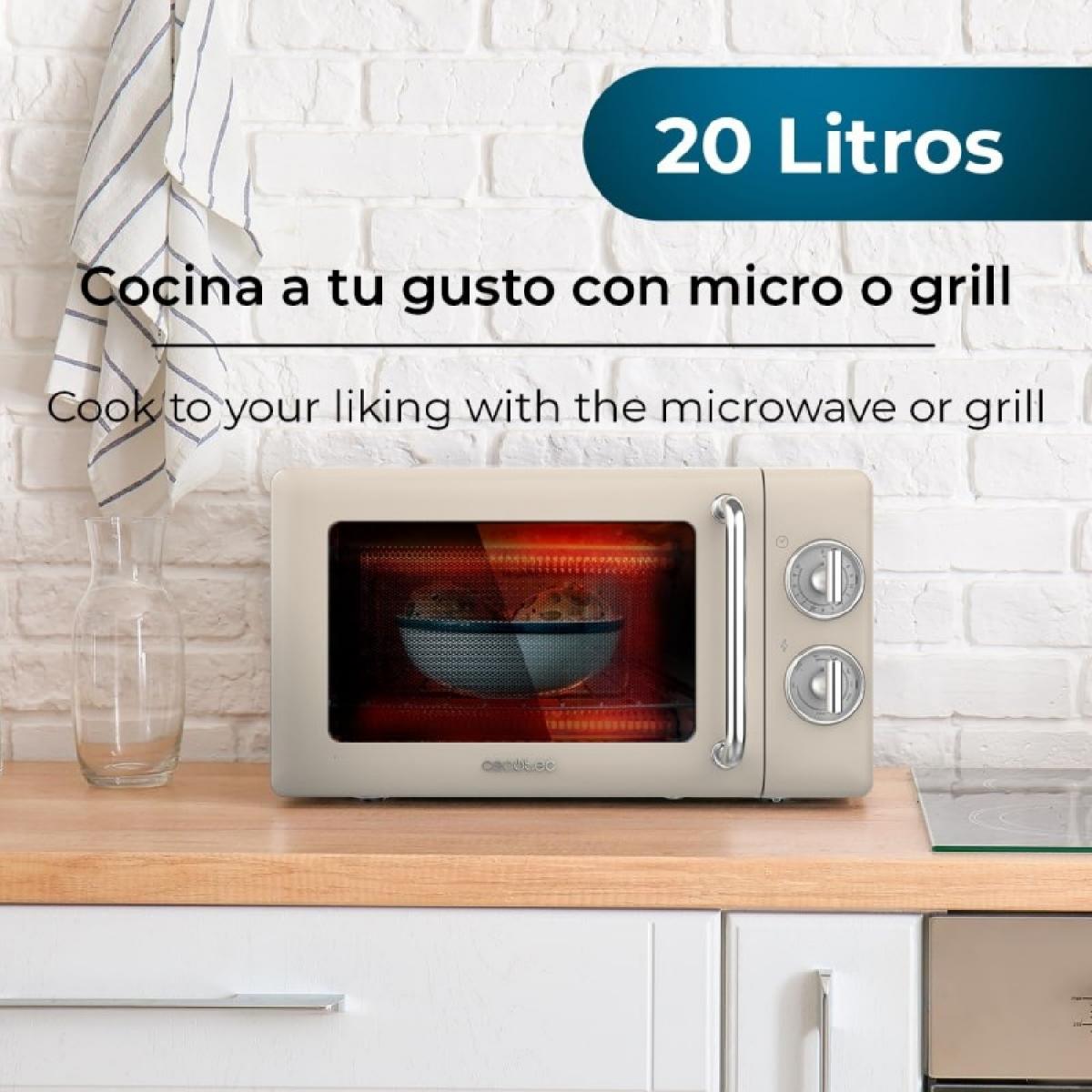 Cecotec Microondas con grill Microondas 20l con grill proclean 3110 retro beige