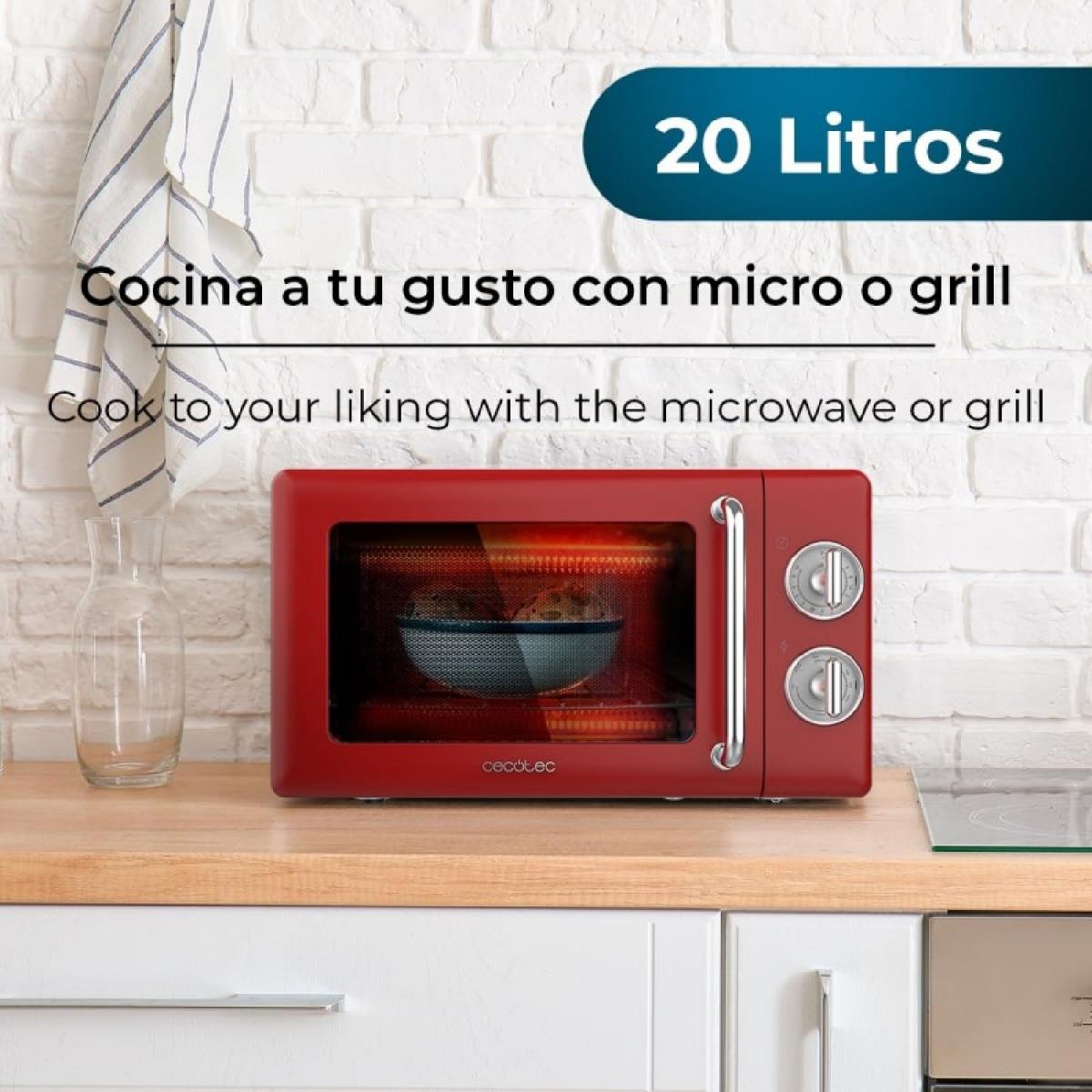 Cecotec Microondas con grill Microondas 20l con grill proclean 3110 retro red
