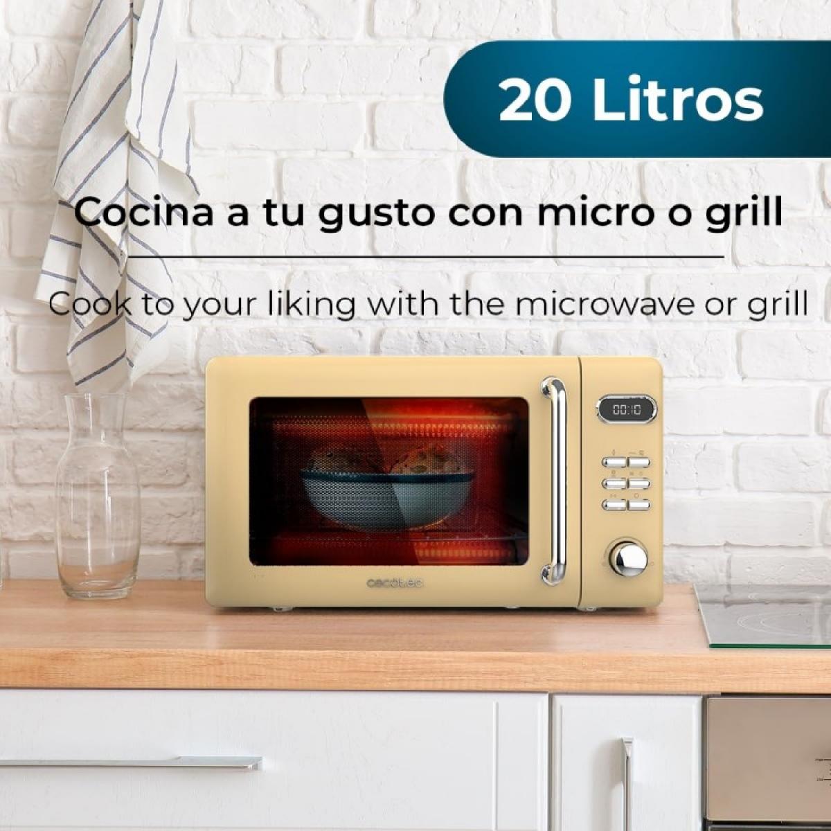 Cecotec Microondas con grill Microondas 20l con grill proclean 5110 retro yellow