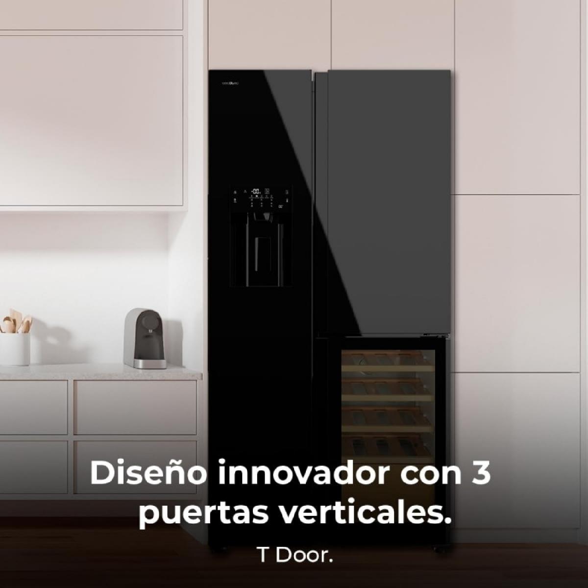 Cecotec Frigoríficos 3 puertas Bolero CoolMarket TDW 529 WID Black Glass E