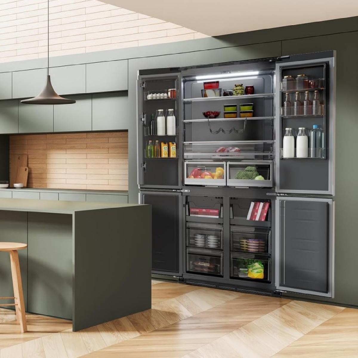 Cecotec Frigoríficos semi-integrables 4 puertas Bolero CoolMarket 4D 466 SBI Inox E