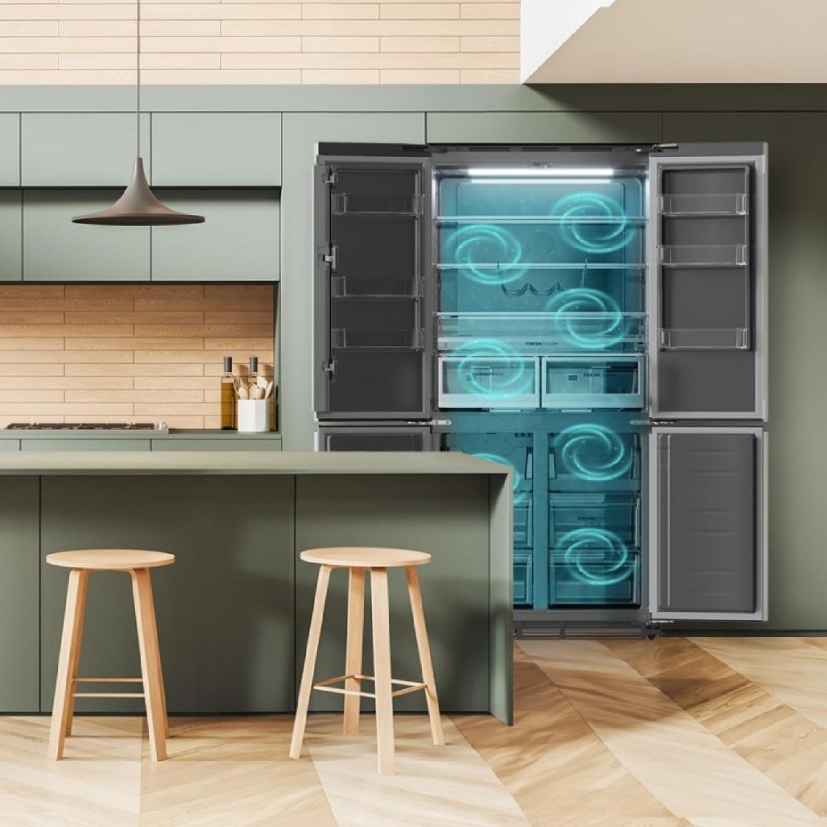 Cecotec Frigoríficos semi-integrables 4 puertas Bolero CoolMarket 4D 466 SBI Inox E