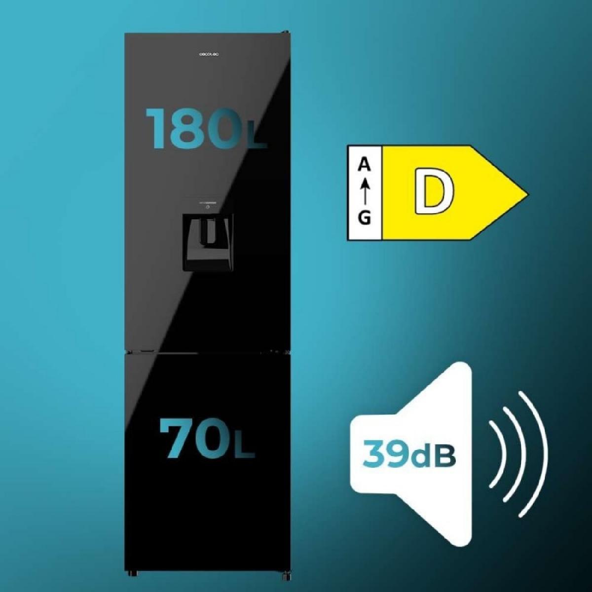 Cecotec Frigoríficos combi Bolero CoolMarket Combi 250 WD Black Glass D
