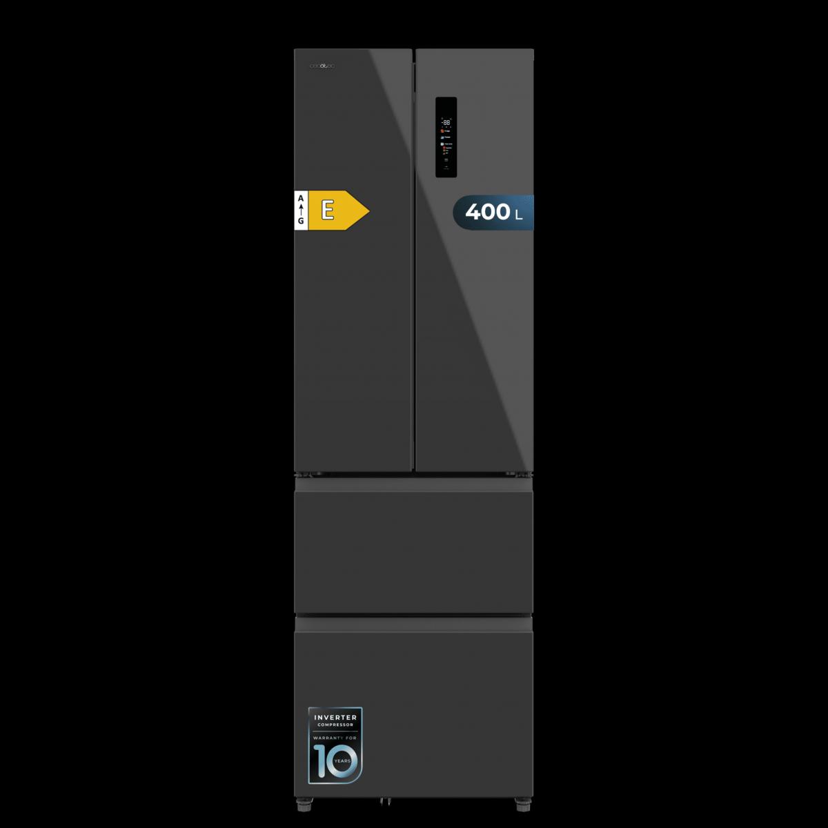 Cecotec Frigoríficos puerta francesa Bolero CoolMarket Combi F2D 400 Grey Glass E