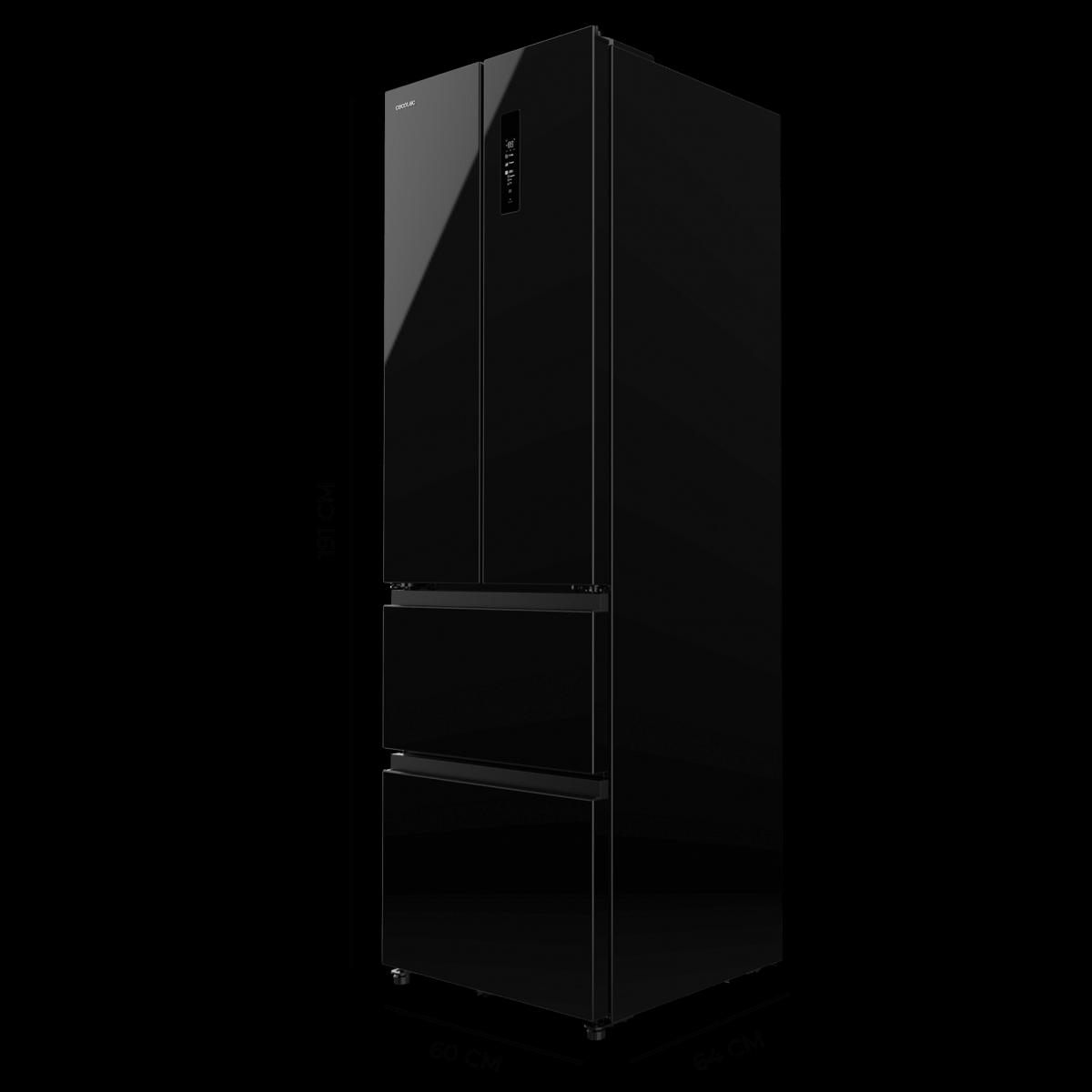 Cecotec Frigoríficos puerta francesa Bolero CoolMarket Combi F2D 400 Black Glass E