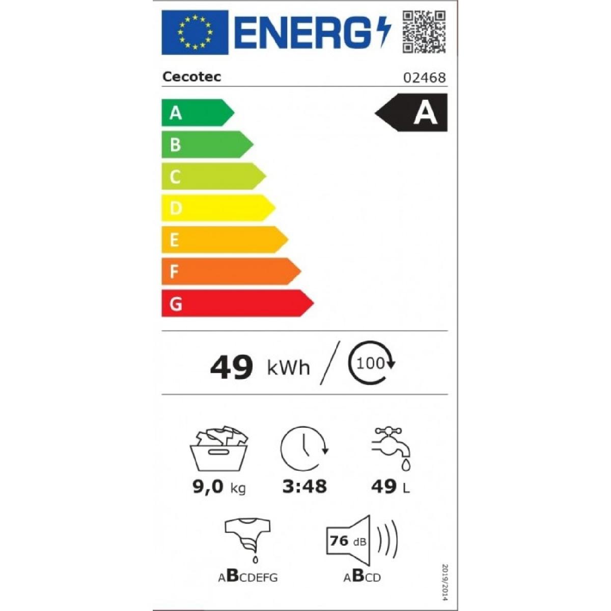 Cecotec Lavadoras de carga frontal Bolero DressCode 9500 Inverter A