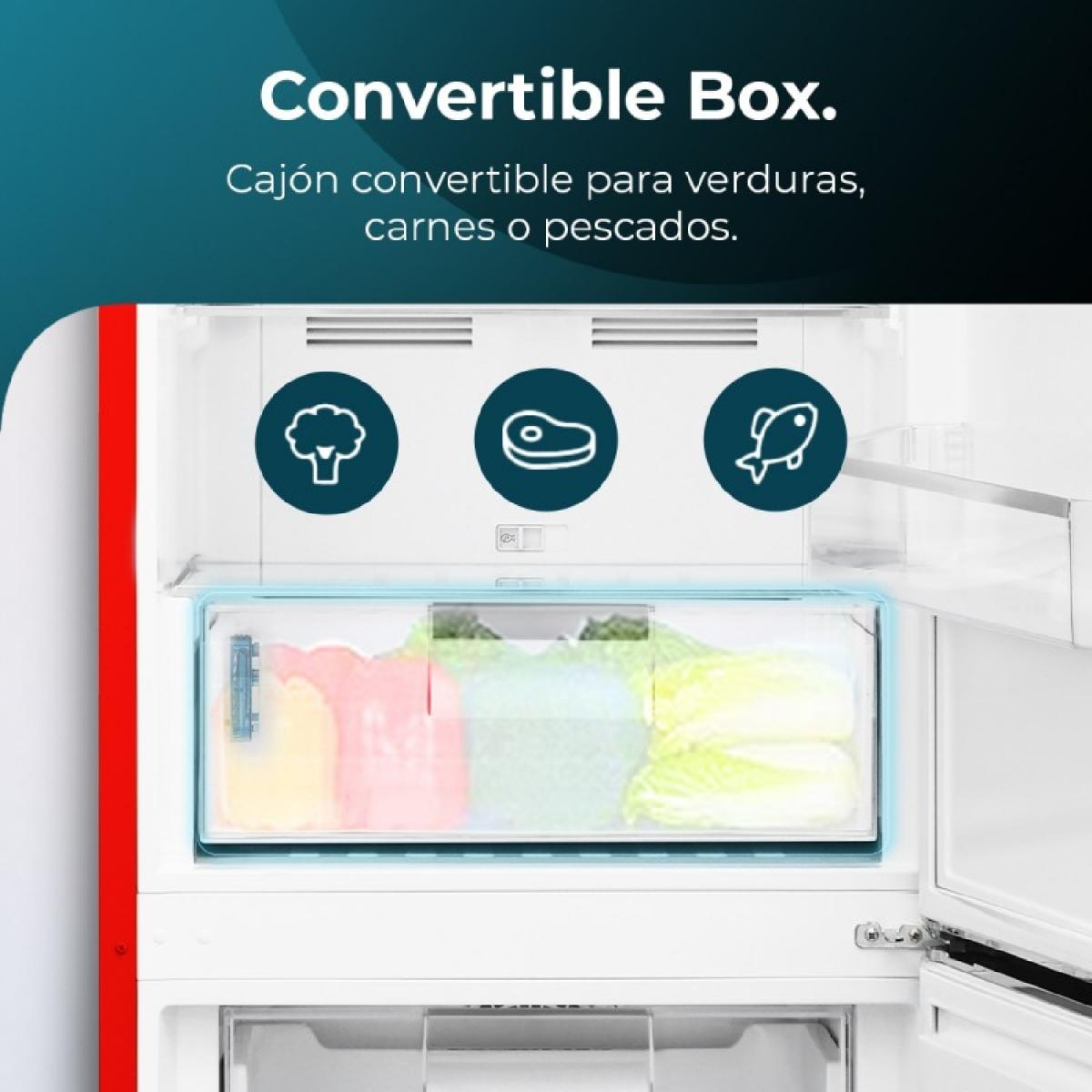 Cecotec Frigoríficos retro Bolero CoolMarket Combi Origin 294 Red E