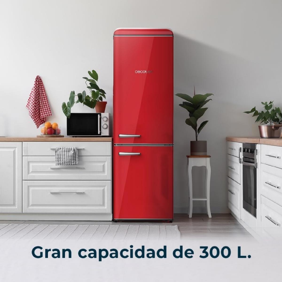 Cecotec Frigoríficos retro Bolero CoolMarket Combi Origin 300 Red E