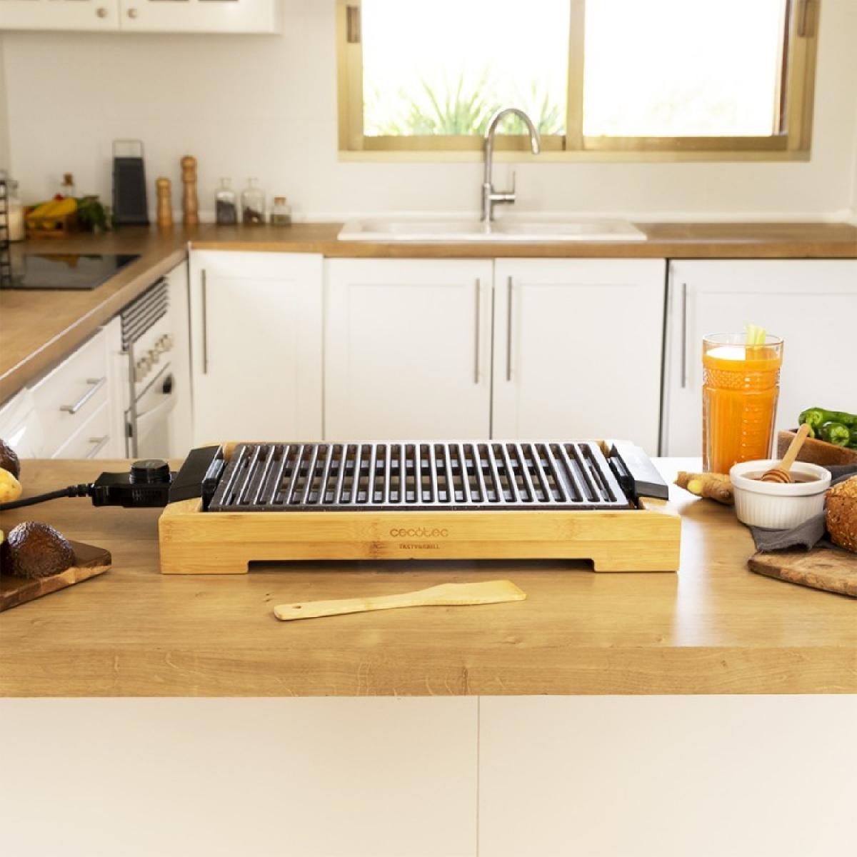 Cecotec Planchas eléctricas Plancha De Cocina Tasty&Grill 2000 Bamboo Linestone