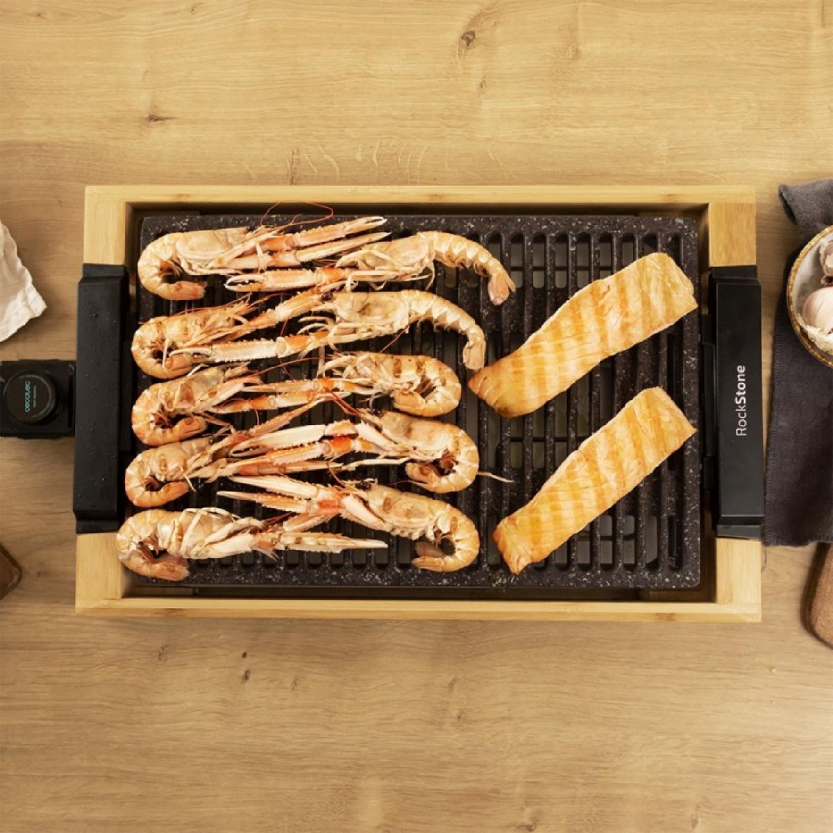 Cecotec Planchas eléctricas Plancha De Cocina Tasty&Grill 2000 Bamboo Linestone