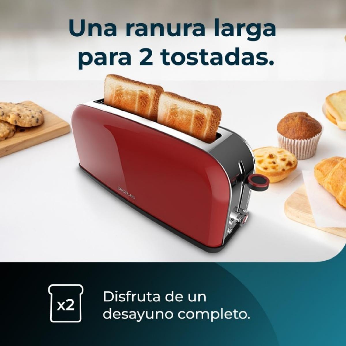 Cecotec Tostadores verticales Tostador vertical Toastin time 850 Red Long Lite