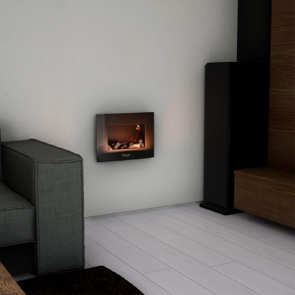 Cecotec Chimeneas eléctricas Chimenea electrica decorativa de pared Ready Warm 2200 Curved Flames