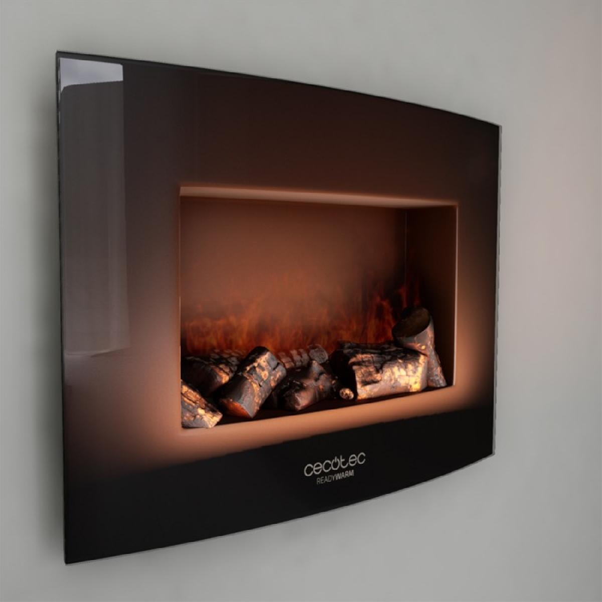 Cecotec Chimeneas eléctricas Chimenea electrica decorativa de pared Ready Warm 2200 Curved Flames