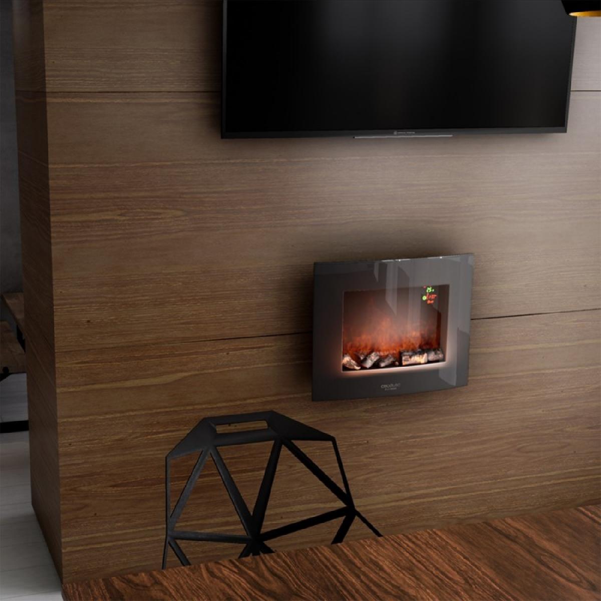 Cecotec Chimeneas eléctricas Chimenea electrica decorativa de pared Ready Warm 2600 Curved Flames