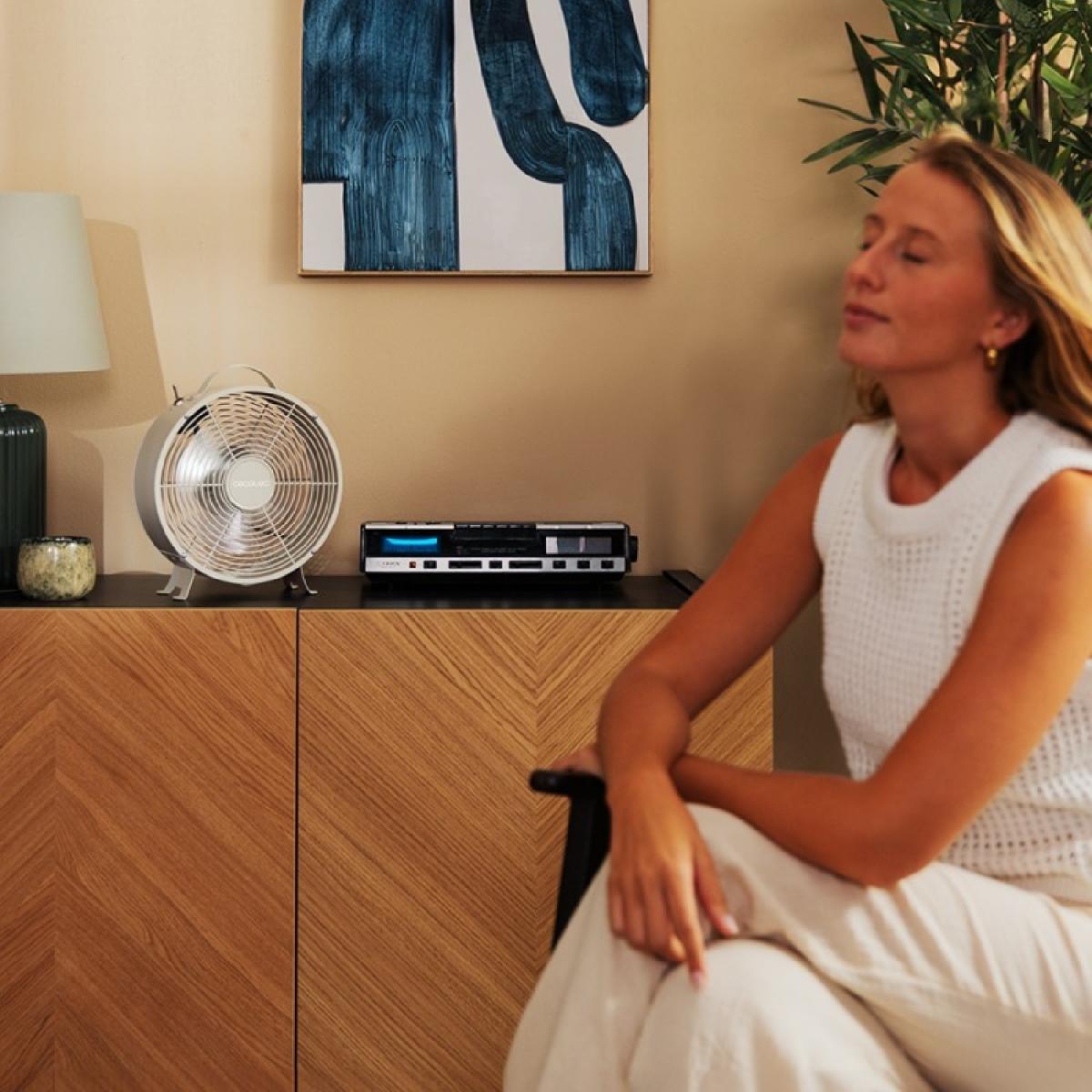 Cecotec Ventiladores de sobremesa EnergySilence 400 RetroDesk Beige
