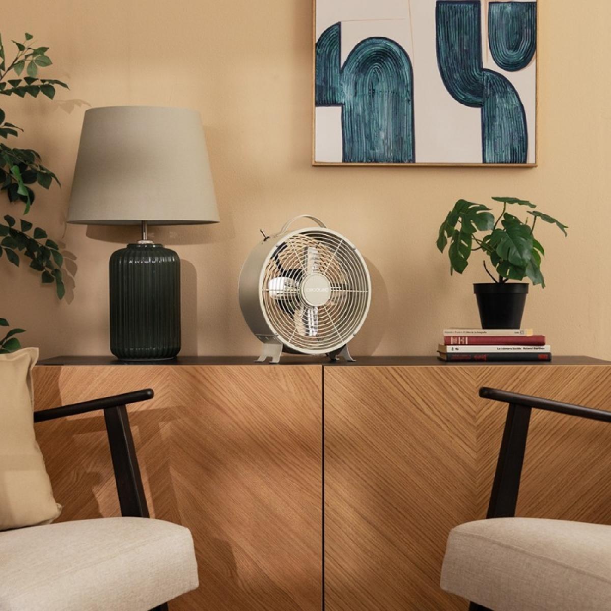 Cecotec Ventiladores de sobremesa EnergySilence 400 RetroDesk Beige