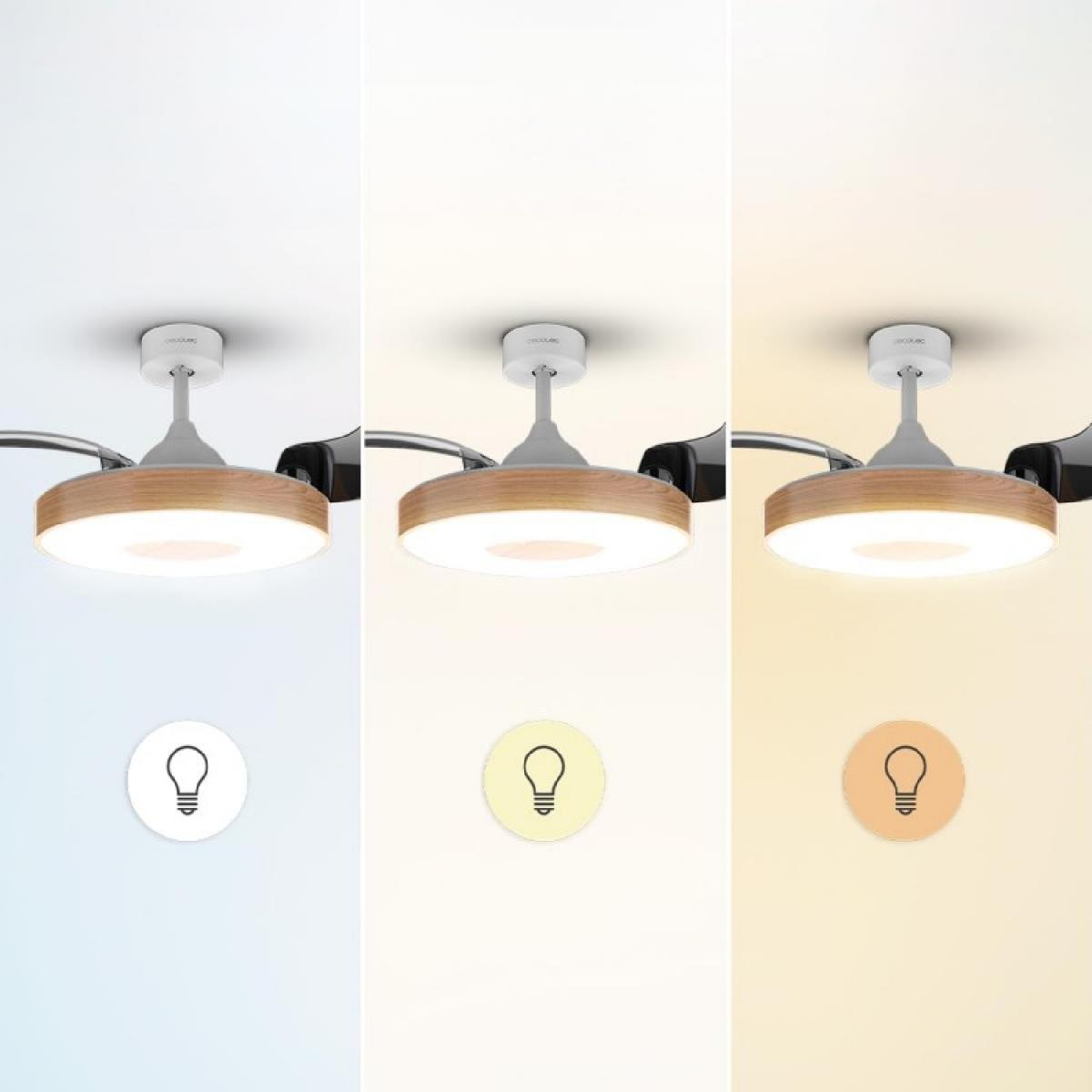 Cecotec Ventiladores de techo con luz EnergySilence Aero 4280 Invisible LightWood