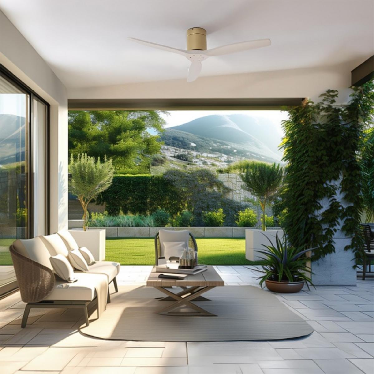 Cecotec Ventiladores de techo sin luz EnergySilence Aero 5500 Aqua GoldWhiteWood Connected