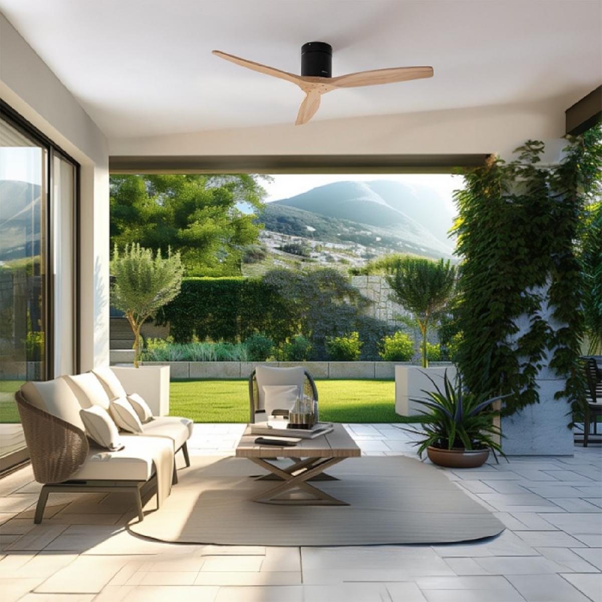 Cecotec Ventiladores de techo sin luz EnergySilence Aero 5500 Aqua Black&LightWood Connected