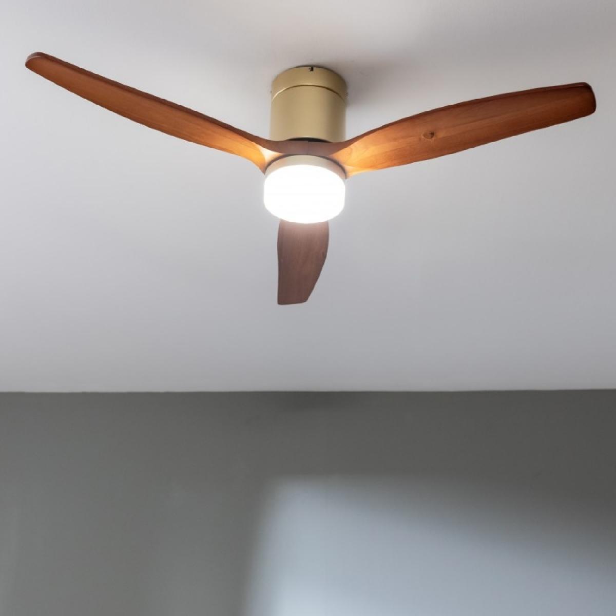 Cecotec Ventiladores de techo con luz EnergySilence Aero 5600 Aqua GoldDarkWood Connected