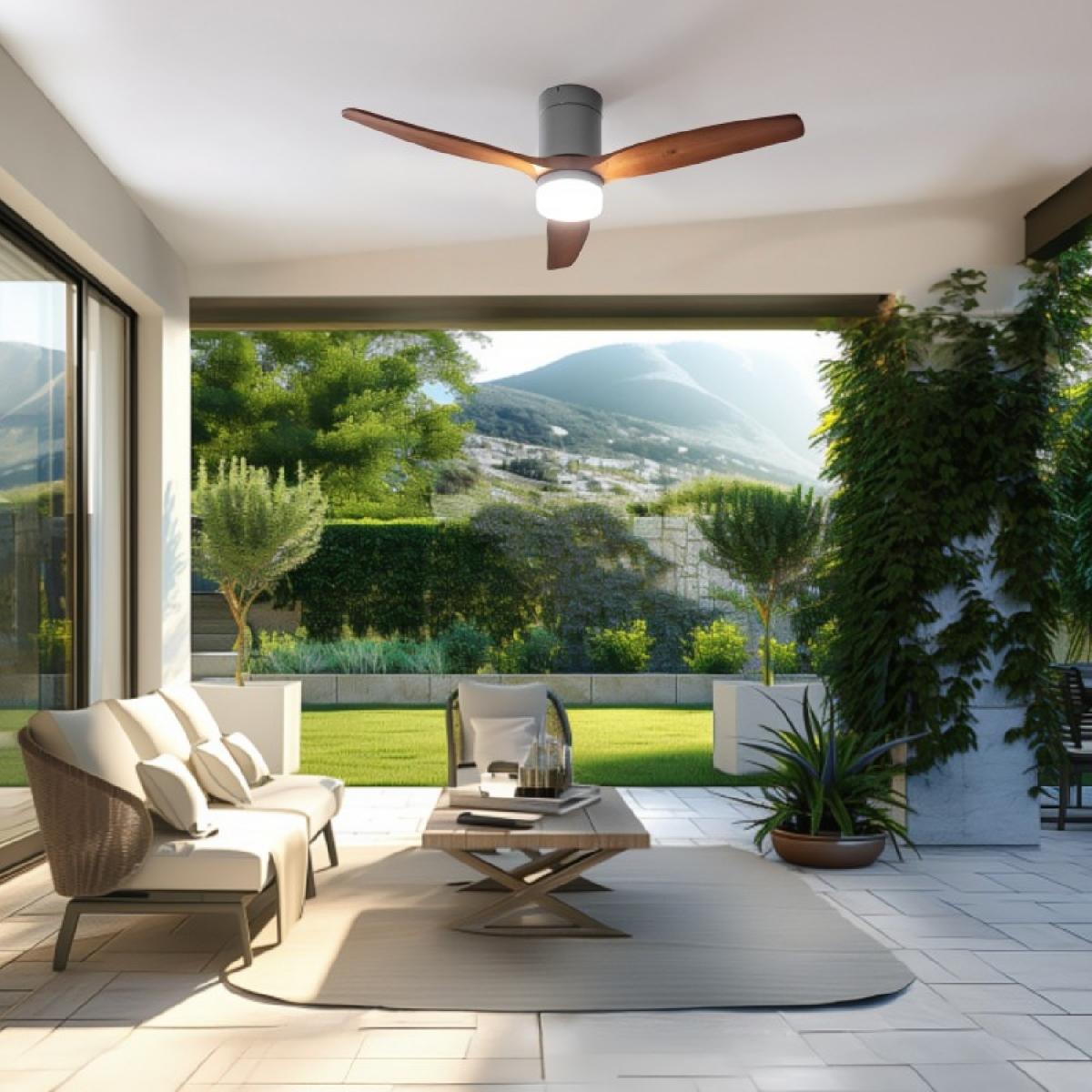 Cecotec Ventiladores de techo con luz EnergySilence Aero 5600 Aqua IronDarkWood Connected