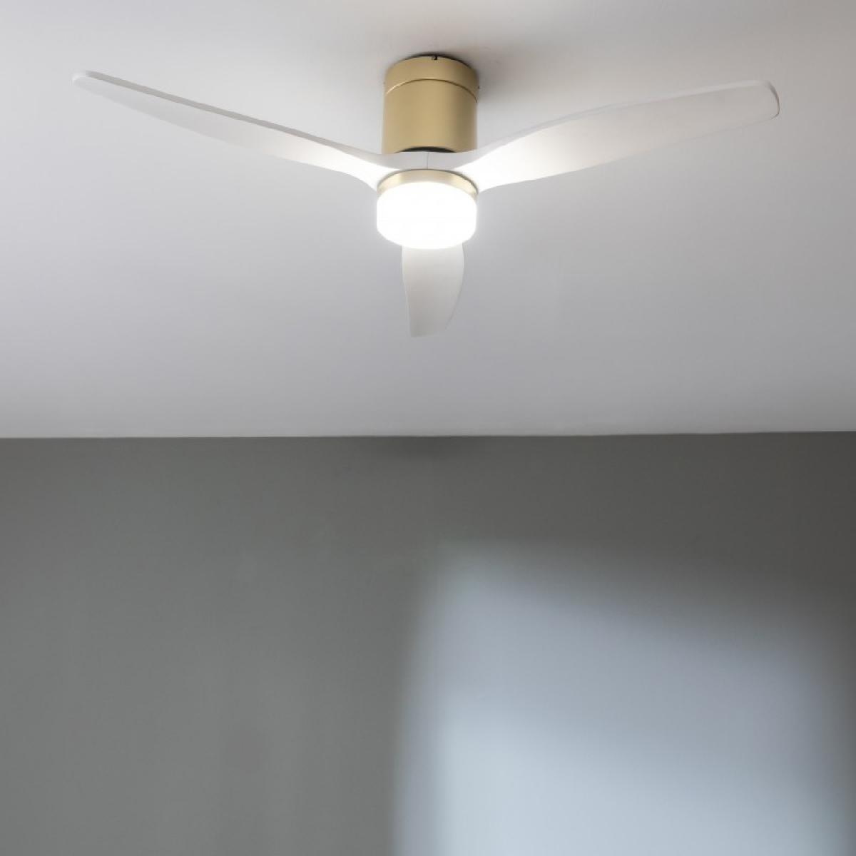 Cecotec Ventiladores de techo con luz EnergySilence Aero 5600 Aqua GoldWhiteWood Connected