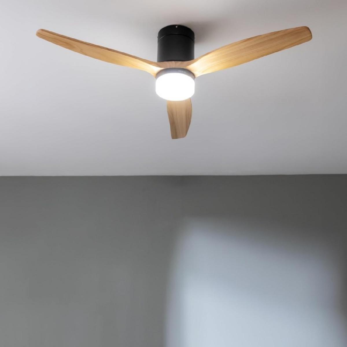 Cecotec Ventiladores de techo con luz EnergySilence Aero 5600 Aqua Black&LightWood Connected