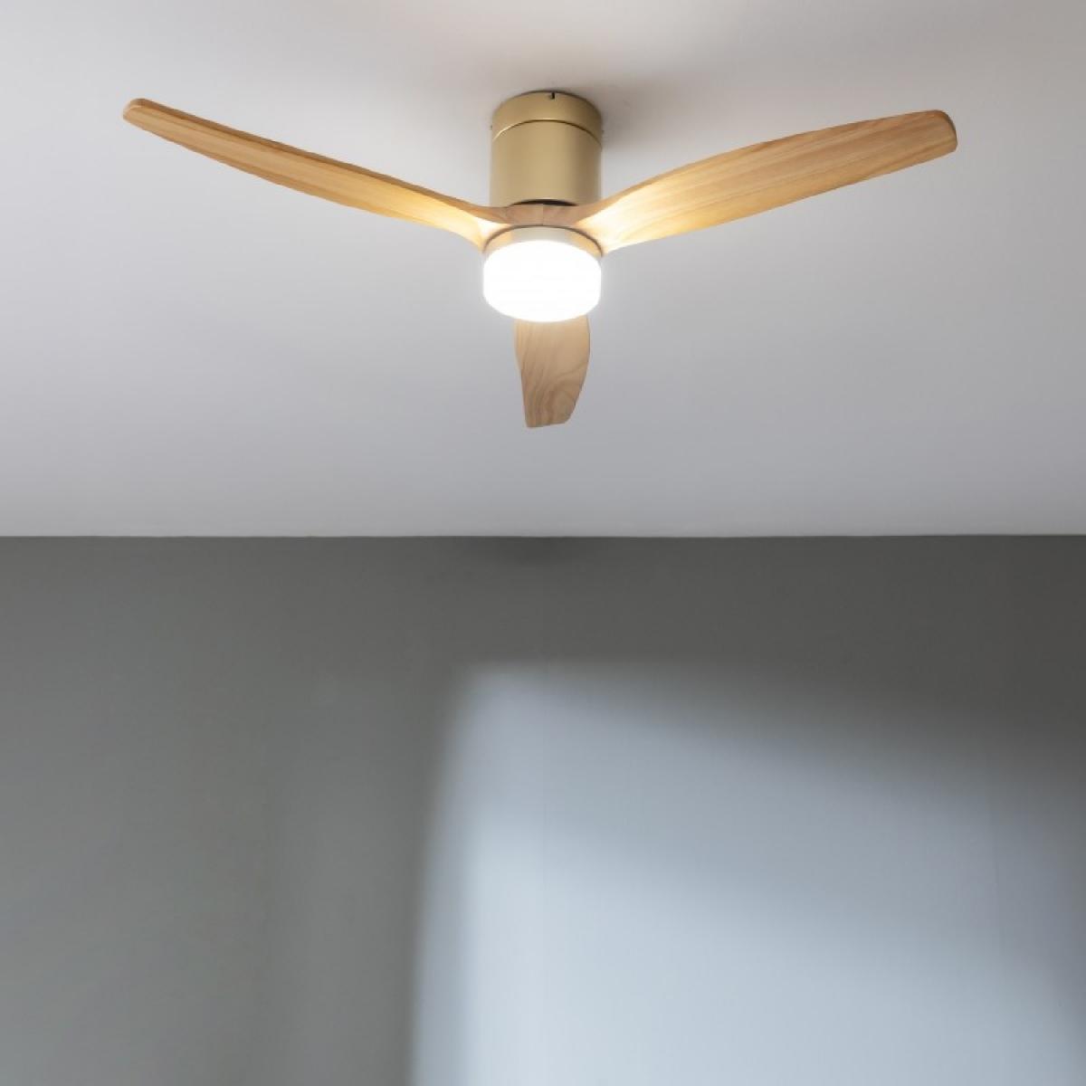 Cecotec Ventiladores de techo con luz EnergySilence Aero 5600 Aqua GoldLightWood Connected