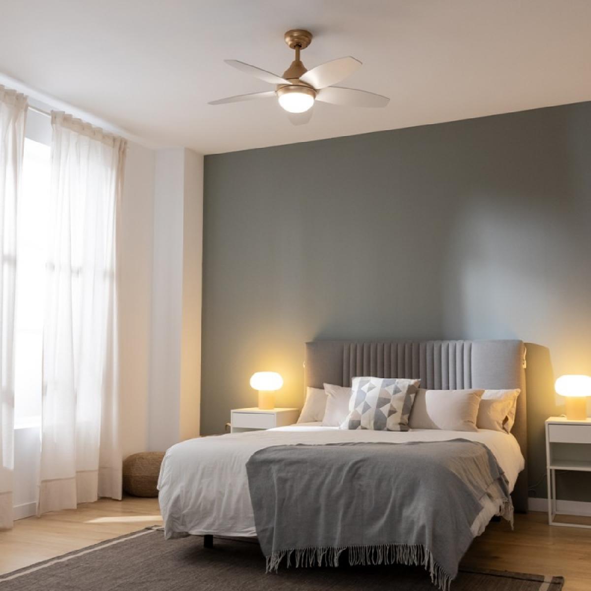 Cecotec Ventiladores de techo con luz EnergySilence Aero 4200 GoldLightWood
